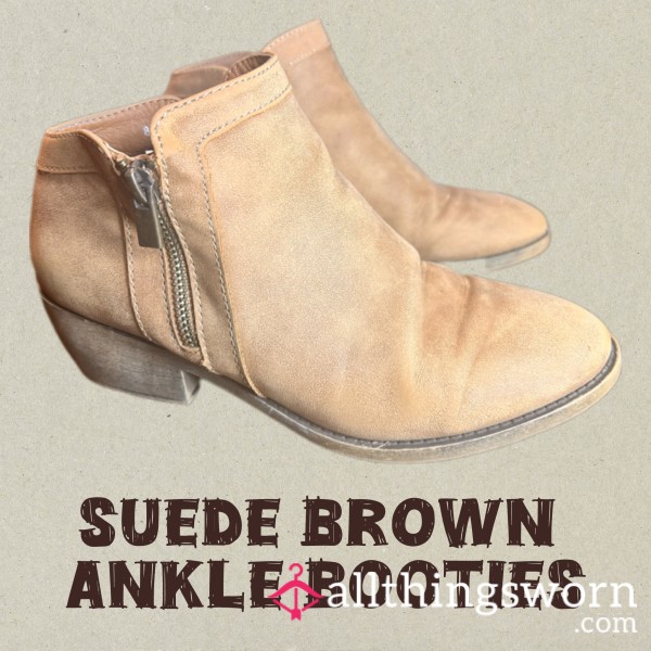 Suede Brown Ankle Booties