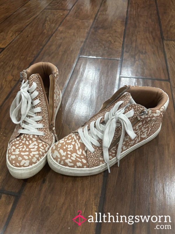 Suede Giraffe Print Sneakers