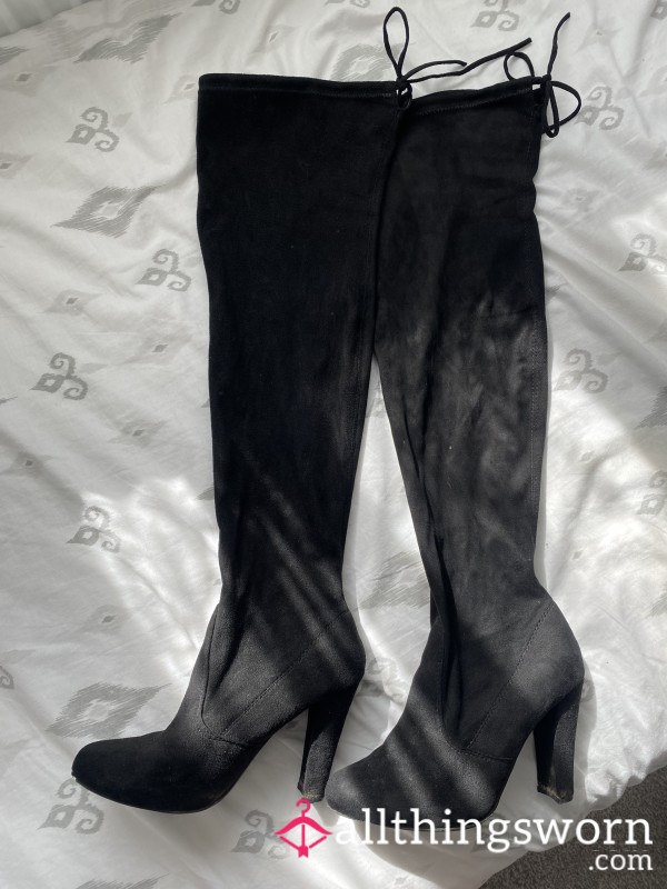 Faux Suede Knee High Boots