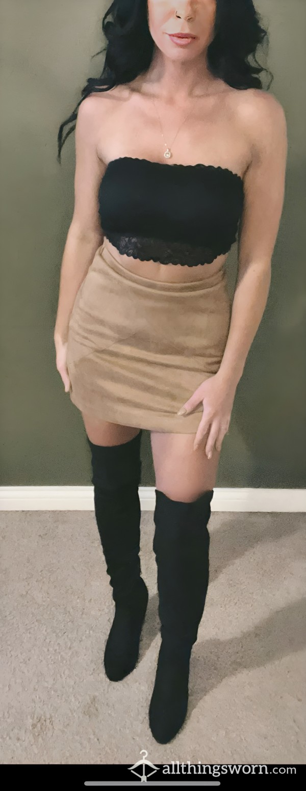 Suede Skirt, Worn With No Panties