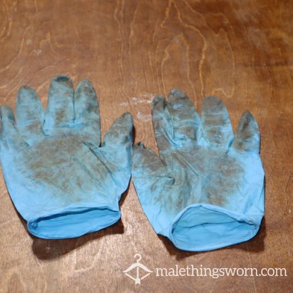 Sugerical Gloves, Used Dirty Blue Rubber