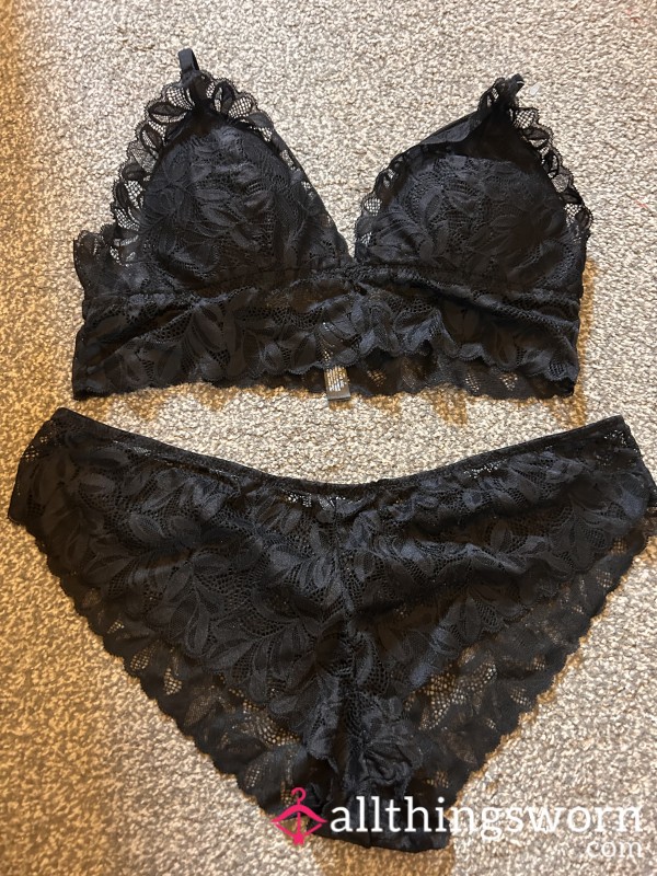 Sultry Black Lingerie Set XL Bra & Matching Panties Perfect Sissy Must Have