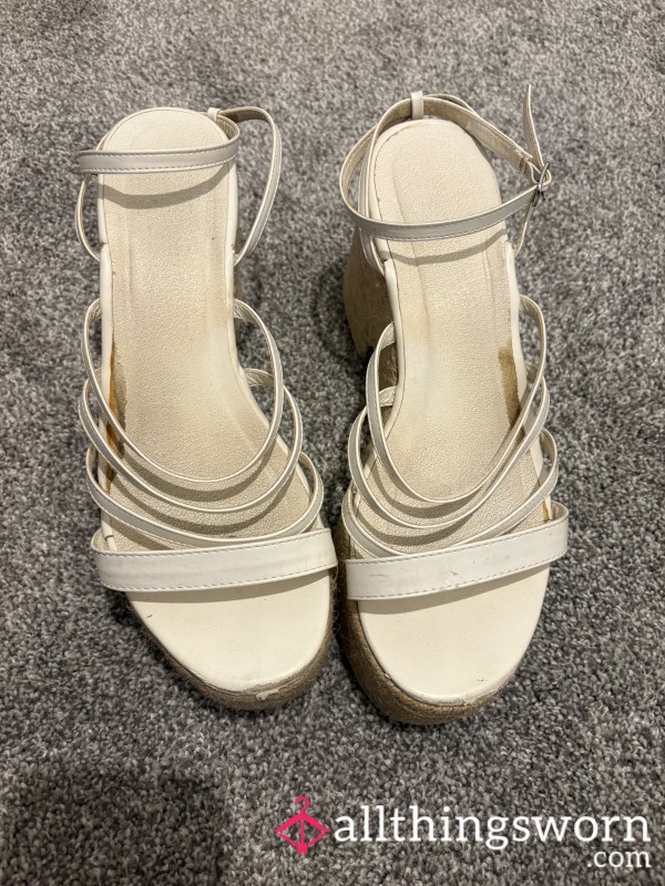 🔥 Sun-Kissed & Irresistible: My Well-Loved White Summer Wedges 🔥