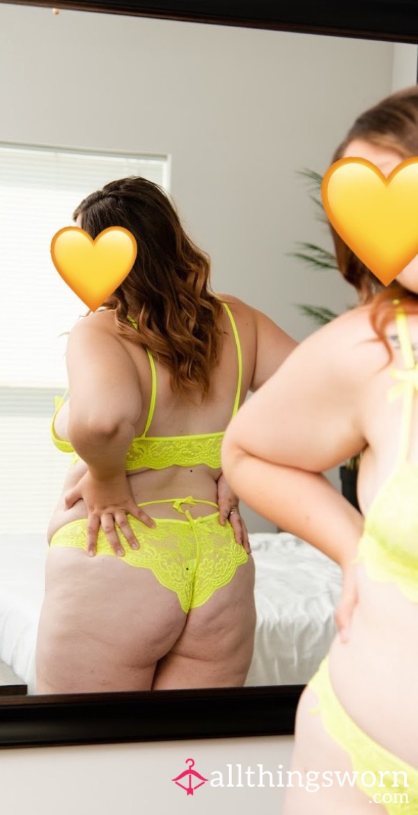 💛 “Sun-Kissed & Sinned-In” Yellow Bra & Panty Set – Worn Just For You