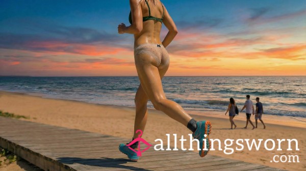 🌅💦 SUN-SOAKED BEACH RUN BUNDLE 💦🌅 Sweaty Socks + Panties | Heavy Cardio • Hot Shoes • Real Wear