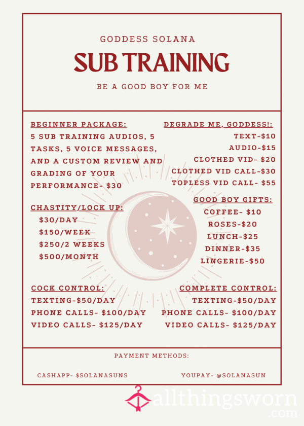 Sun Training Menu