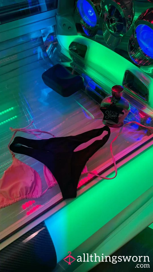 Sunbed Black Cotton Thong