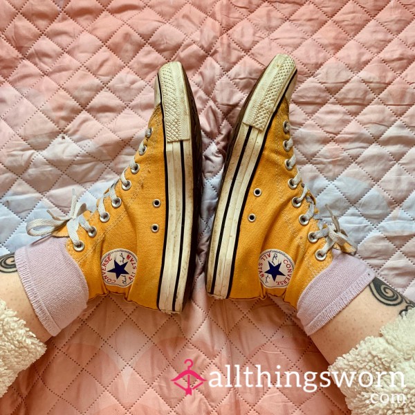 Sunshine Filth – Well Loved Yellow Converse High Top Cla**ics, UK 7