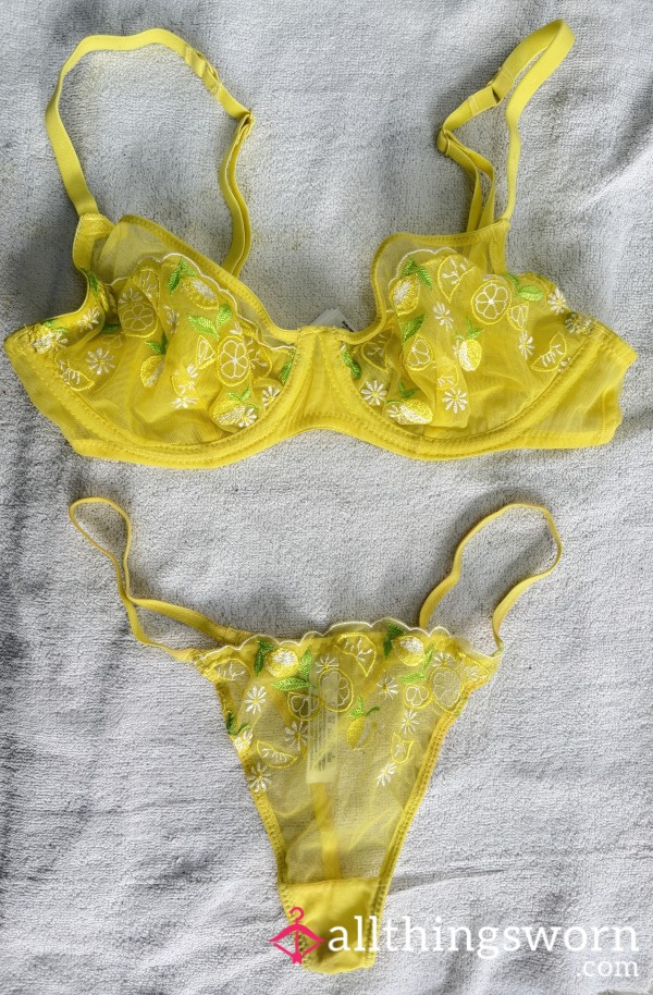 Sunshine Lemon Bra & G-String Pantie Set