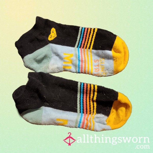 Sunshine Siren- "Sunshine State Of Mind" Black Rainbow No-show Socks