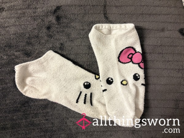 Super Cute And Well-Worn Kawaii Hello Kitty Goth Girl Socks