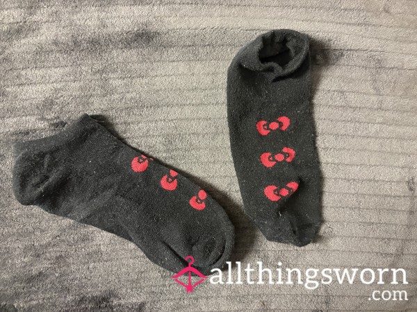 Super Cute But S**Y Well-Worn Black Kawaii Hello Kitty Goth Girl Socks