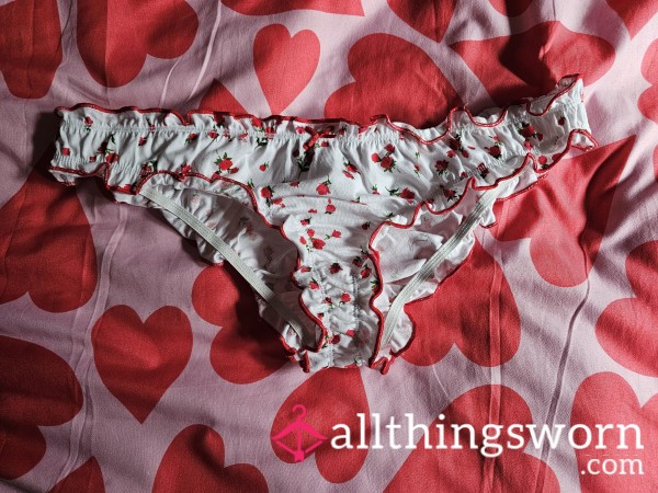 Super Cute Frilly Cotton Pants - Flor*l WHITE