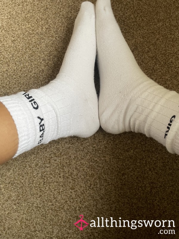 Super Cute White Babygirl Socks Worn To The Gym This Evening 🥵💦👅