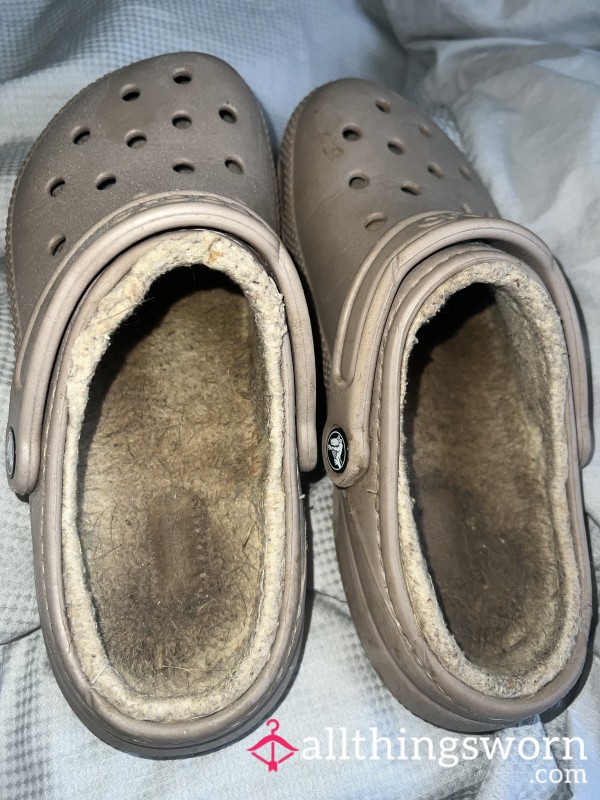 Super Dirty & Stinky Beige Fleece Lined Crocs