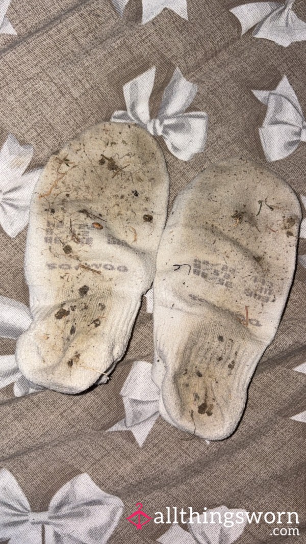 Super Dirty White Socks Worn Outside