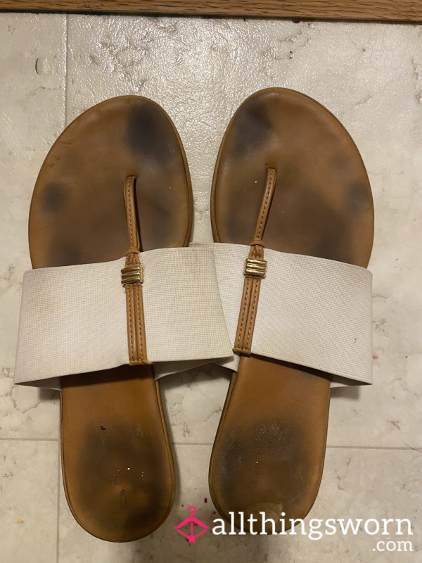 Super Old And Well-Worn Sandals- PERFECT TOE IMPRINTS- Mildly Scented- Will Wear 72 Hour Prior To Shipping