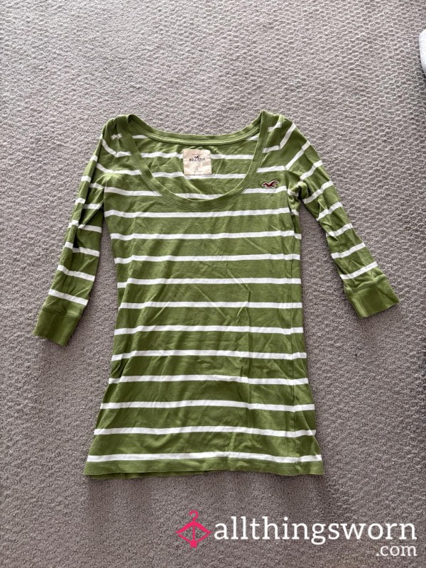 Super Old Striped Green Hollister Top