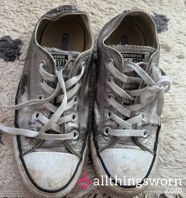 Super Old Worn Out Silver Converse