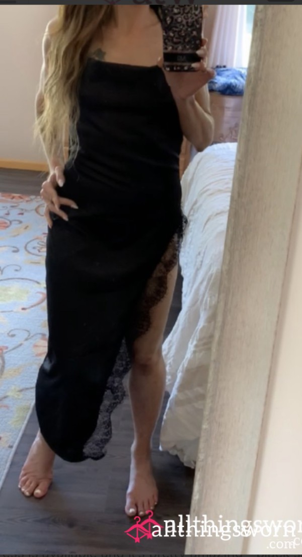 Super S**Y Long Black Dress With Slit 💯🥵💋😍
