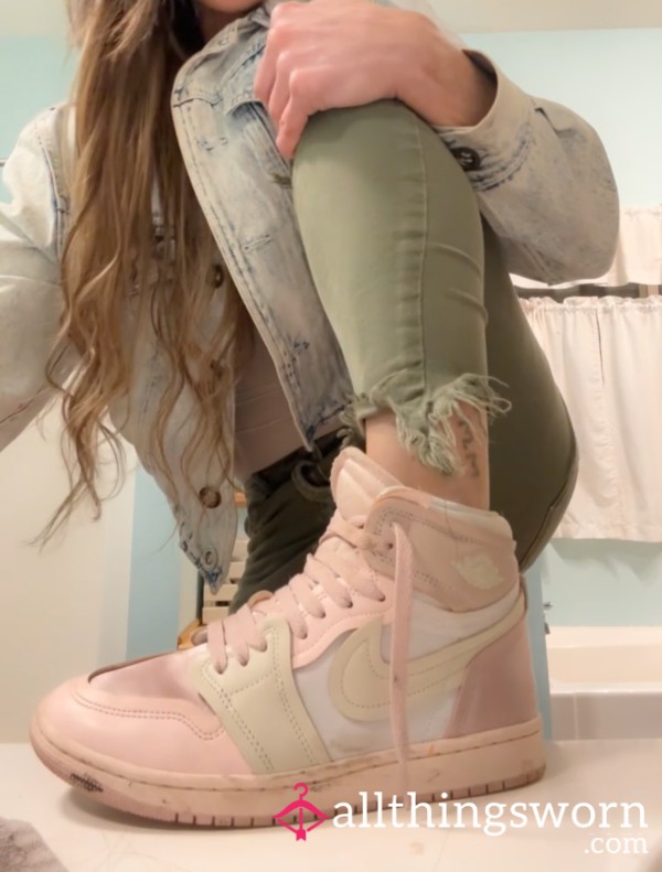 SUPER S**y Nike Jordan High Top 1s…s**y, Girly And Fun—perfect Pink—leather And Satin—💯💋🔥😍 Xo Pm Me