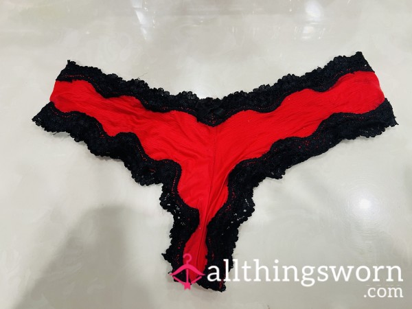 Super S**y Red And Black Used Thong