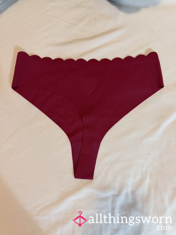 Super Smooth Thongs Heart Cut Out-  Ruby Red 🥵