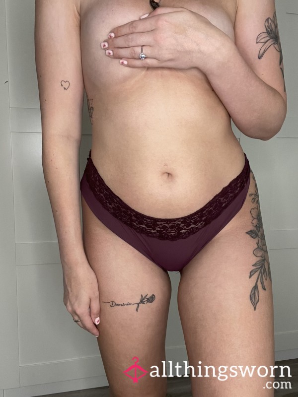 Super Soft Maroon With Lace Trim Panties ❤️