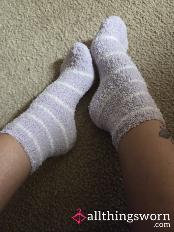 Super Soft Purple Striped Crew Socks