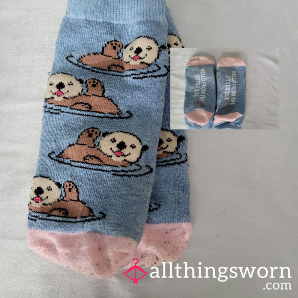 🦦 Super Soft Worn, Stained Otter Ankle Socks