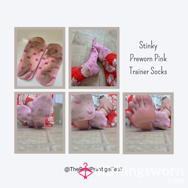 Super Stinky Preworn Pink Trainer Socks | 7 Days | Includes Pics & Clip - From £30 + P&P