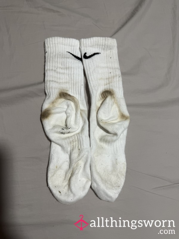 Super Sweaty Stinky White Nike Socks Worn On A 12k Walk