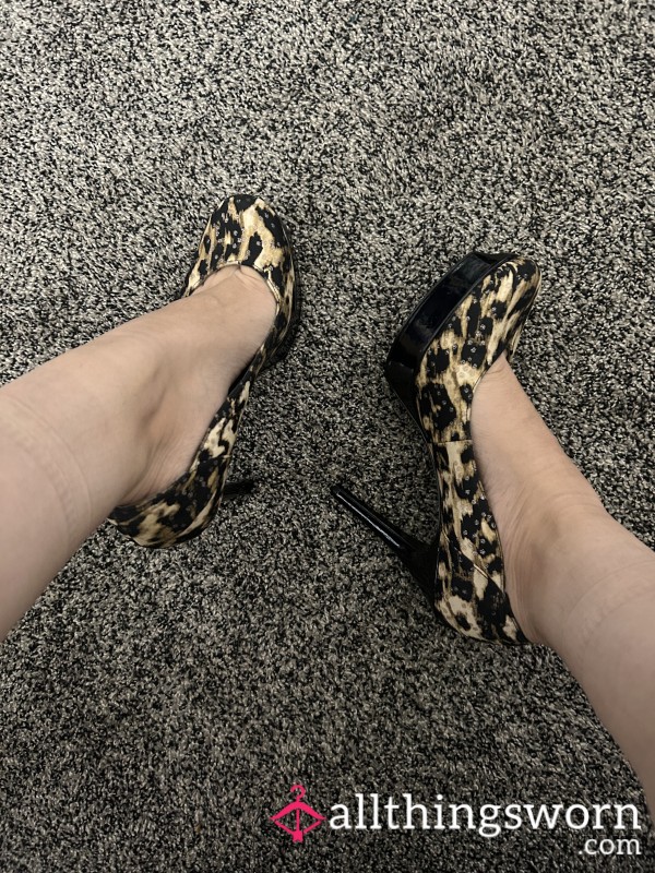 Super Sweaty, Stinky, Worn Cheetah Stripper Heels 🥵