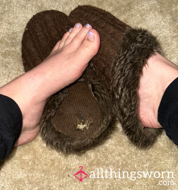 SUPER Well Worn Brown Slippers