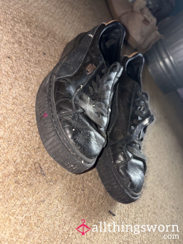 Super Worn Out Puma Basket Trainers