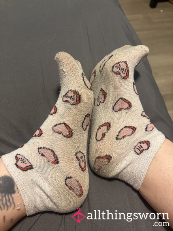 Super Worn White Heart Socks❤️
