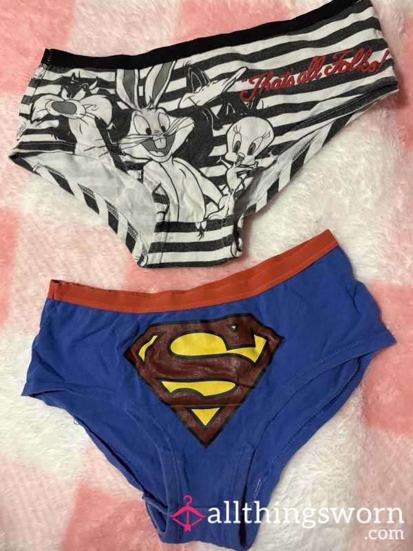 Supergirl And Bugs Bunny Blue Red Yellow White Black Pants Pick A Pair Worn On My Size 6 Little Bu*t An Pu**y Vacuum Sealed