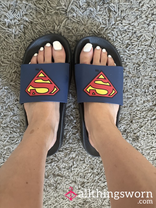 Superman Sliders – Lightly Worn By Your Goddess 💙💋
