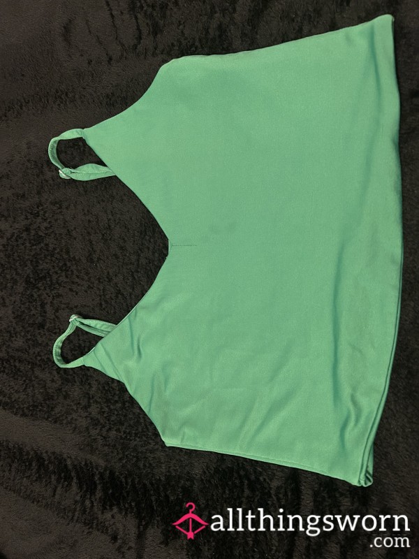 💚 Sweat & Skin – Worn Soft Green Top 💦