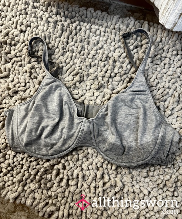 Sweat Soaked 42D Gray Cotton FOTL Bra