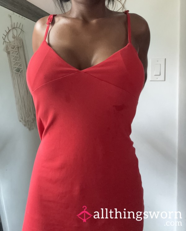 Sweat Soaked Red Mini Dress 1-3 Day Wear