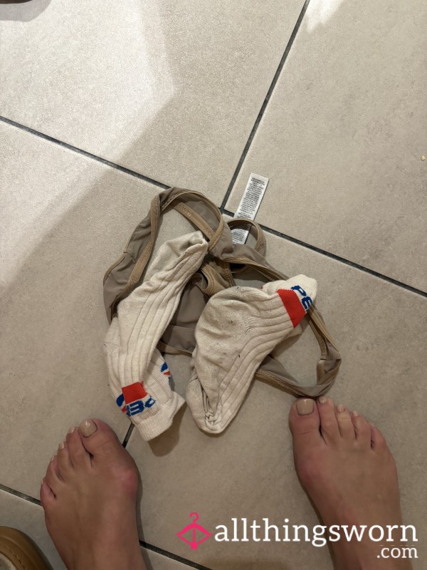 Sweat Soaked Thong And Socks Bundle