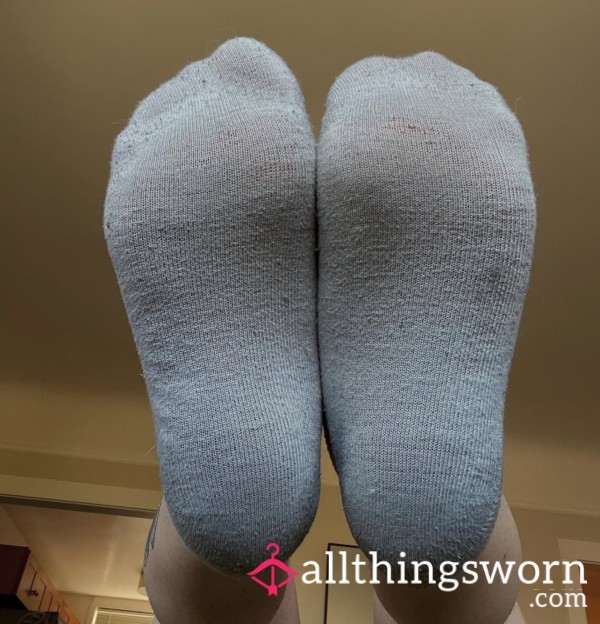 Sweat Soaked White Ankle Socks