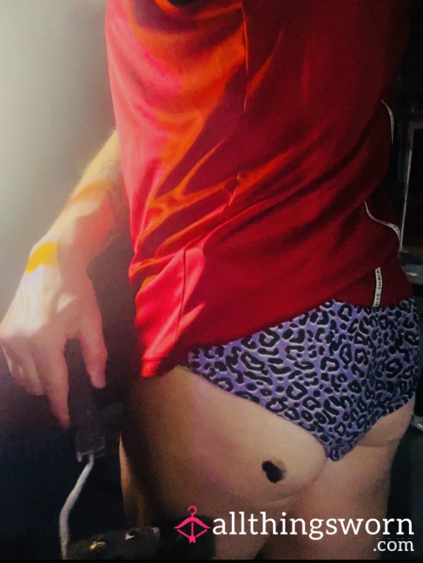 Sweaty And Hot In My Purple Leopard Print Hanes