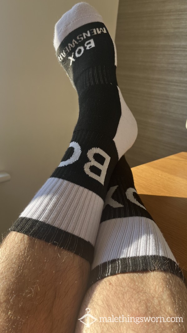 Sweaty Black BOX Crew Socks