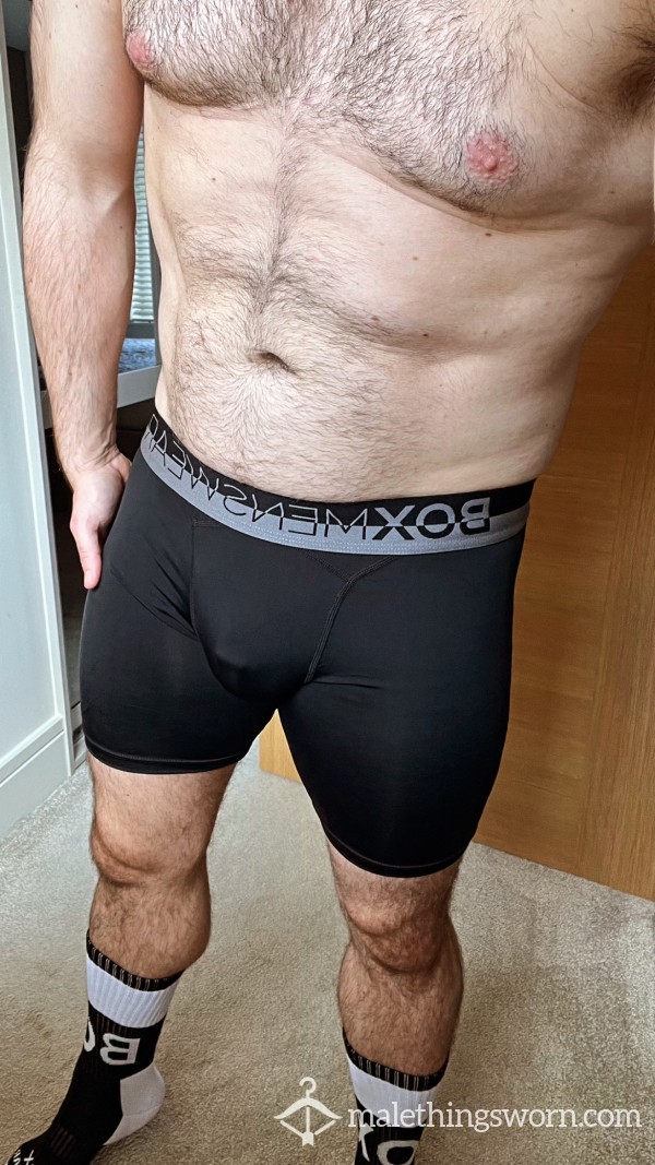 Sweaty Black Boxed Compression Shorts