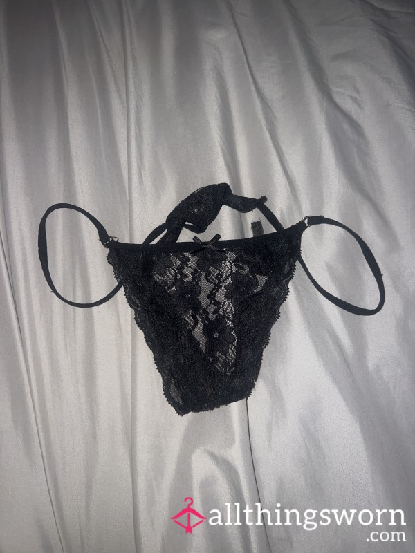 Sweaty Black Lace Thong