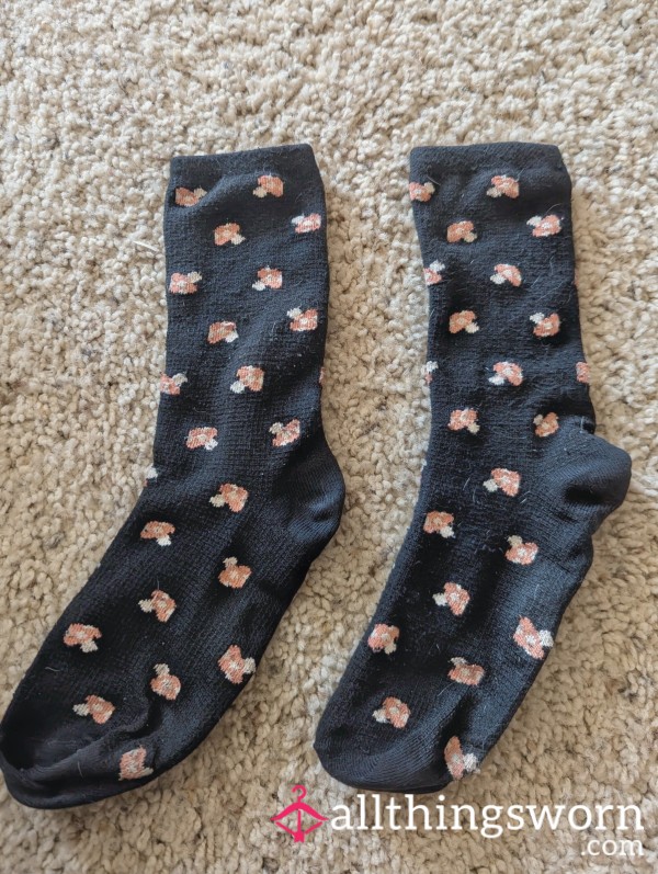 Sweaty Black Mushroom Socks Worn For 2 Days At Festival