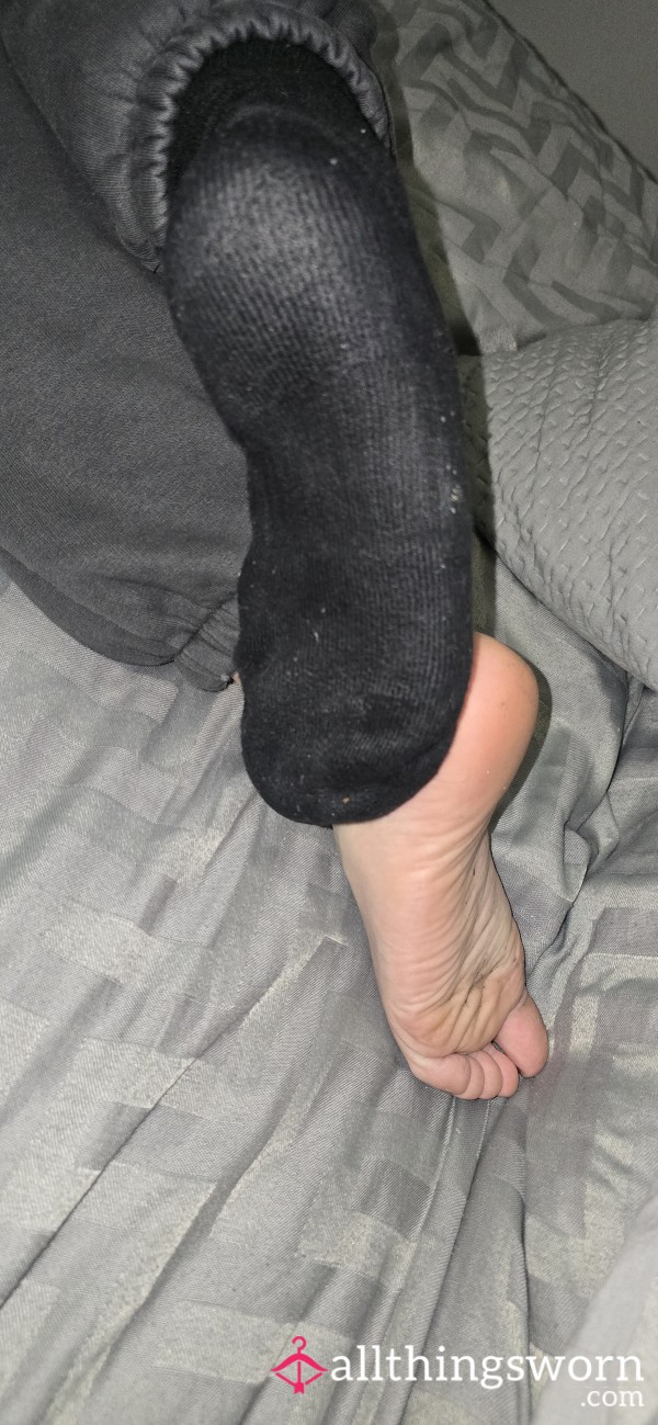 Sweaty Black Nike Sock Removal With Soles