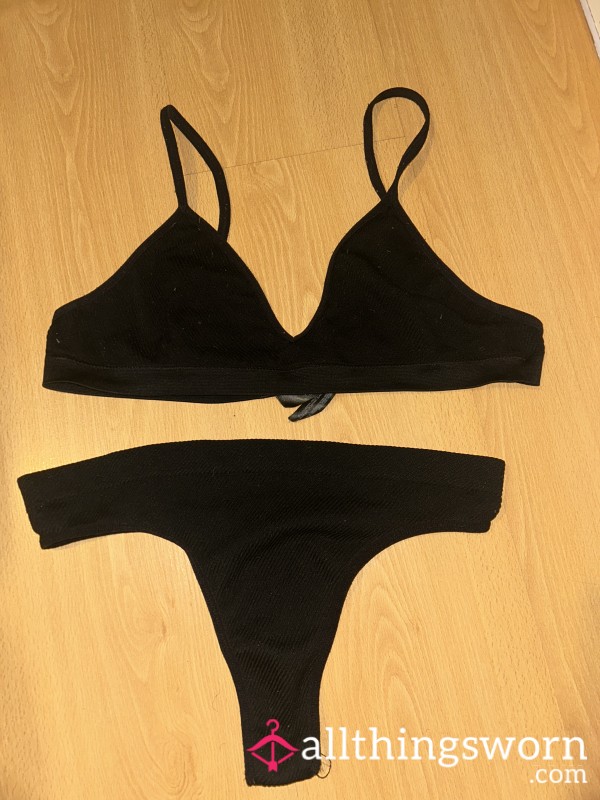 Sweaty Worn Bra & Thong Set 🖤 Matching Set – Soft & Well Used